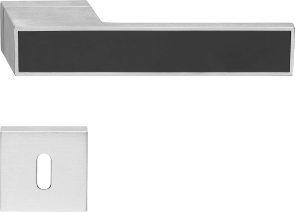 Q27 Türgriff matt verchromt mit schwarzem Inlay
