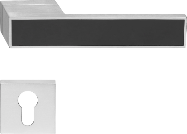 Q27 Türgriff matt verchromt mit schwarzem Inlay